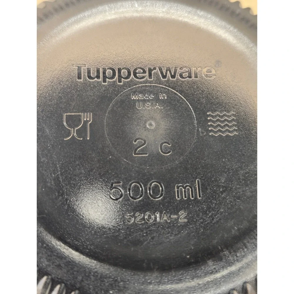 Tupperware CrystalWave 2 Cup 500ml Microwave Bowl Black Lid Vent 5201A-2 Clear